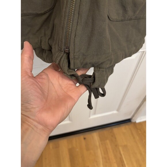 James Perse Hoodie Women’s 3 Green Full Zip Anorak Drop Pockets Cinch Waist Ws - Picture 2 of 13